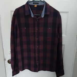 Tailor Vintage Burgundy and Navy Checkered Shirt